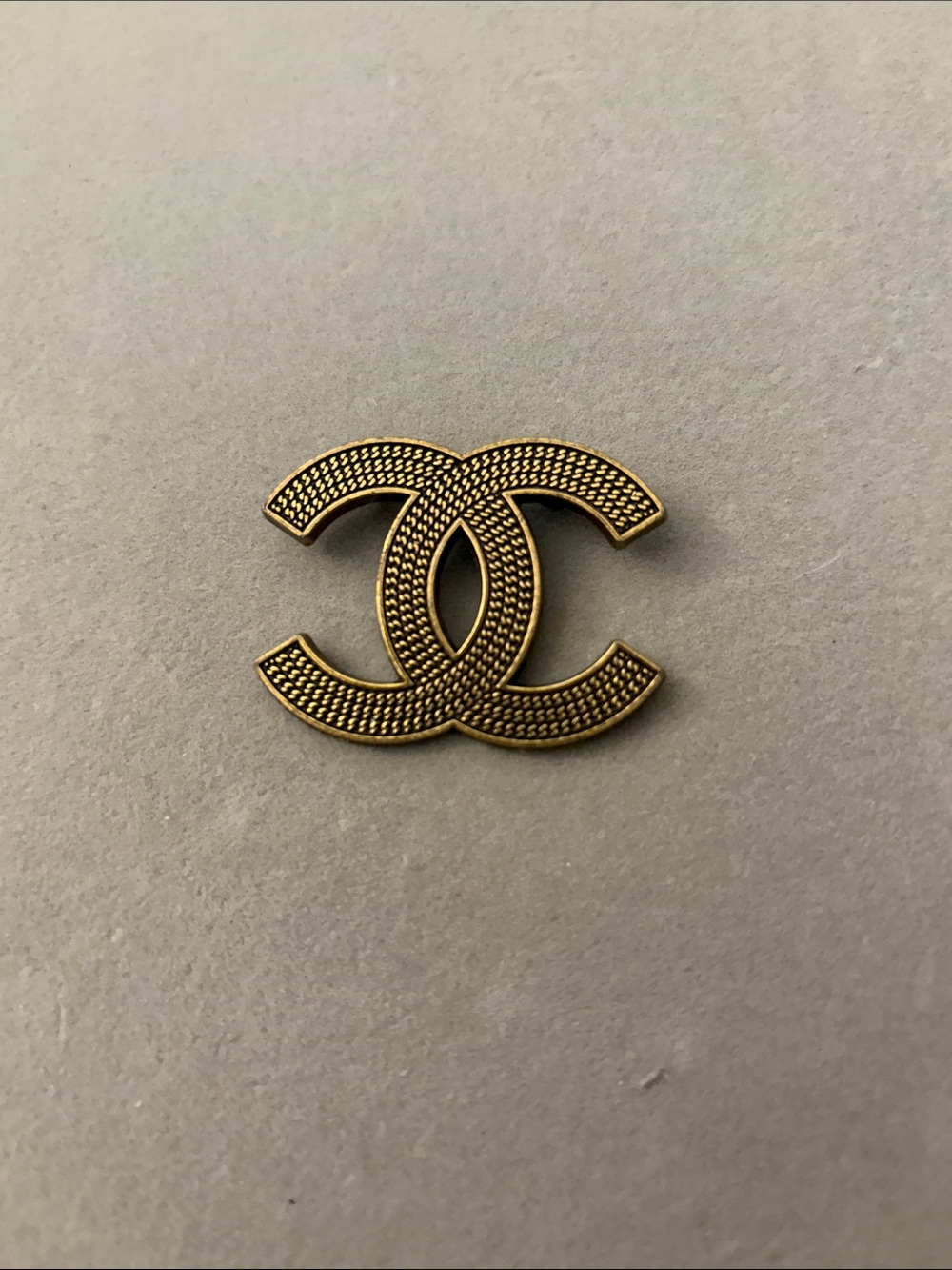 Gold Logo Textured Brooch